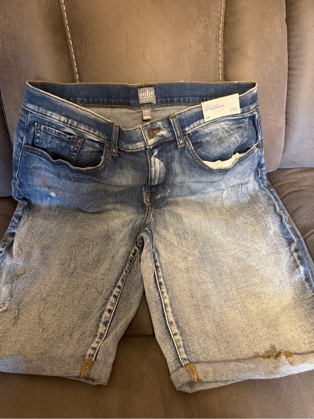 Soho Women's Faded Blue Boyfriend Denim Shorts